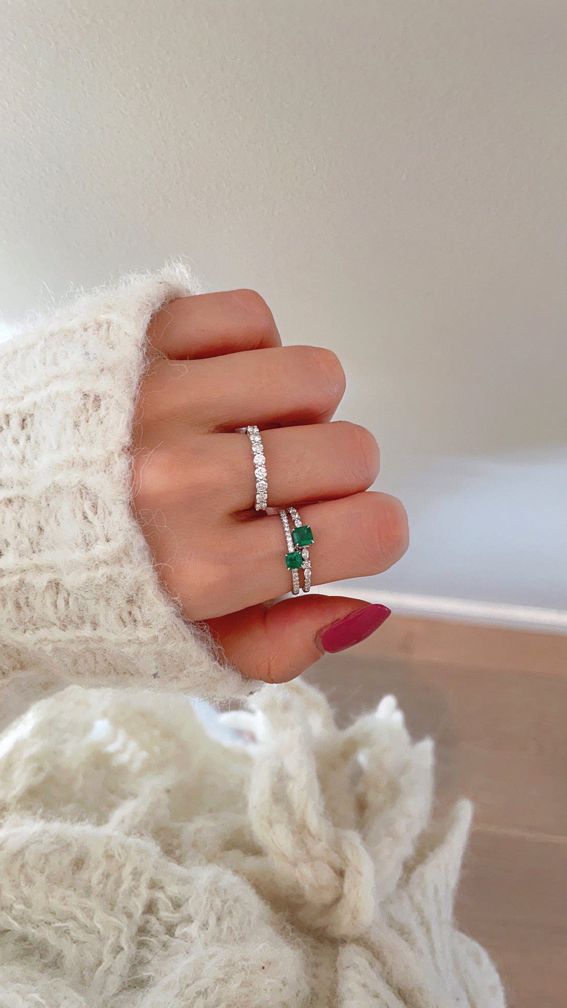Twin Asscher Emerald Bypass Ring