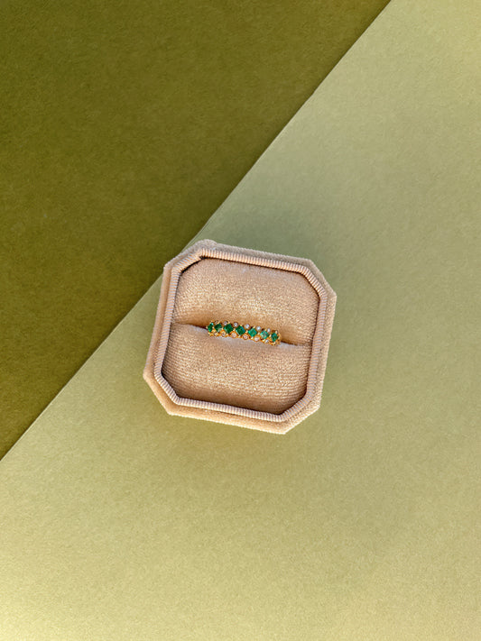 18K Asscher Emerald & Diamond Half Eternity Ring