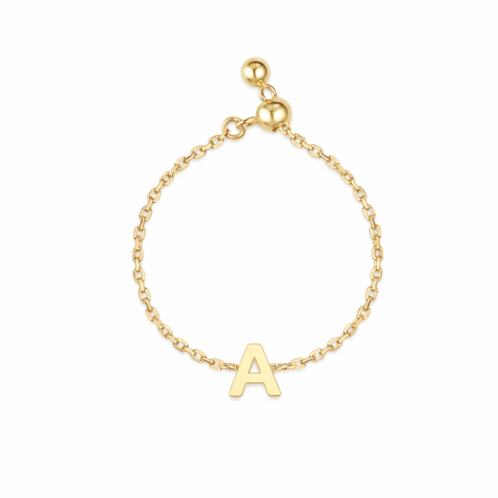 Plain Gold Initial Chain Ring