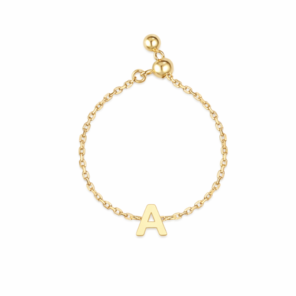 Plain Gold Initial Chain Ring
