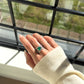 Trillion Cut Emerald Four Band Ring Fantasilvia Jewelry
