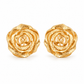 Rosa Fiorita Italian silver stud earrings featuring sculptural blooming rose motifs with layered petals and a polished golden finish.