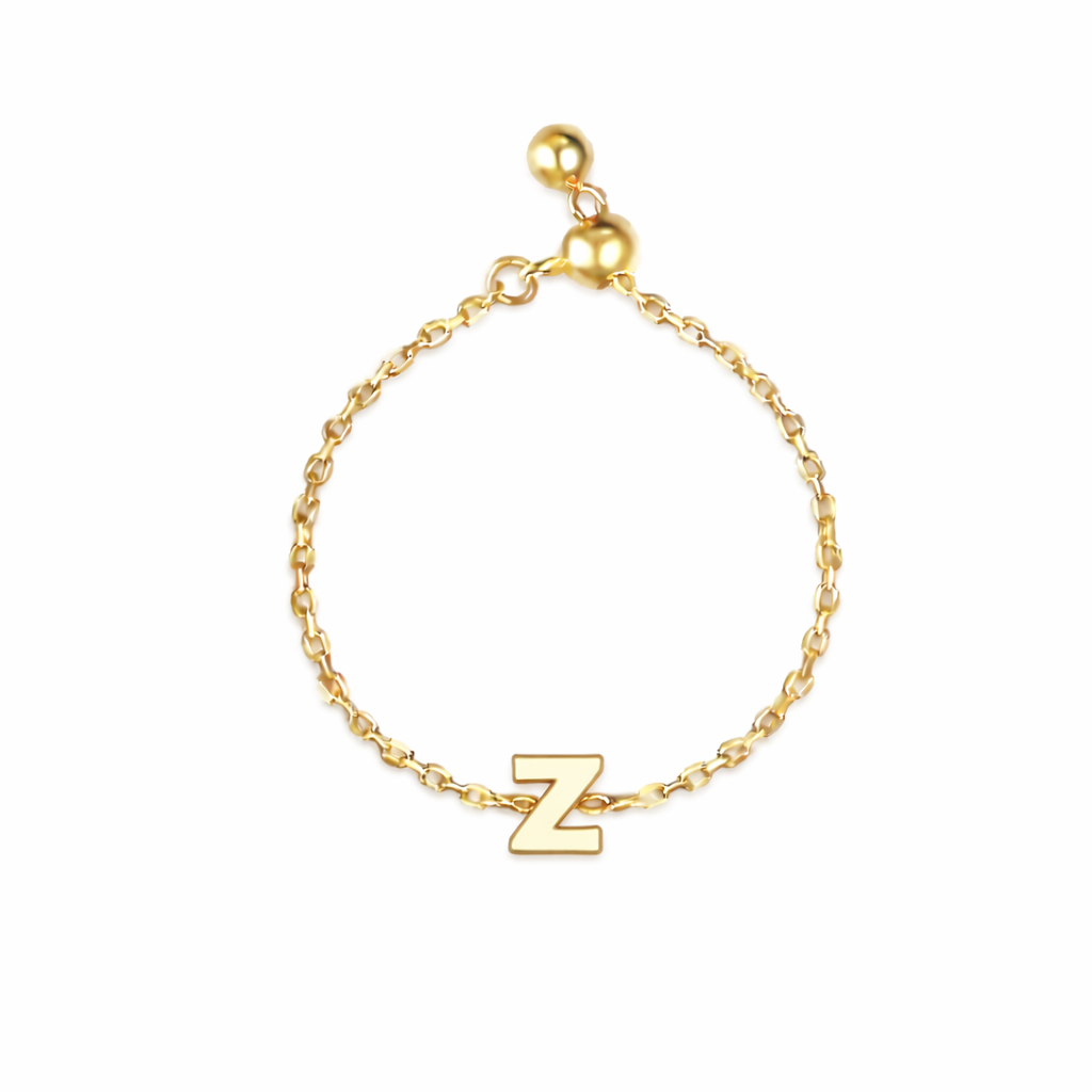 Plain Gold Initial Chain Ring