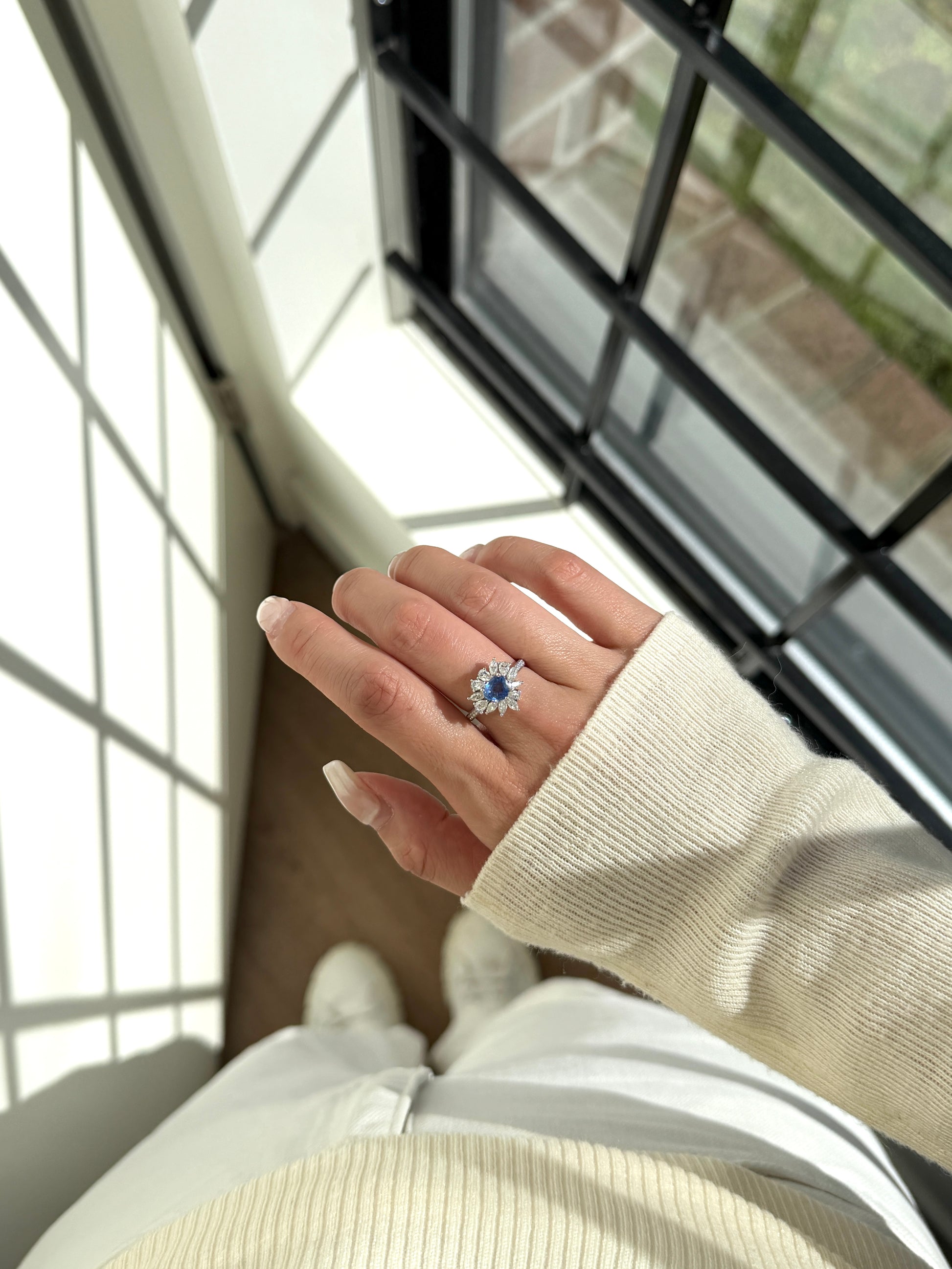 Natural Cornflower Blue Sapphire Ring Fantasilvia Jewelry
