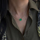 18K solid gold necklace featuring a 3.91-carat natural Colombian emerald centerpiece accented with 3.35 carats of sparkling lab-grown diamonds in an elegant graduated design.