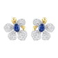 18K two-tone gold floral earrings with blue sapphire and diamonds - Starry Night Iris