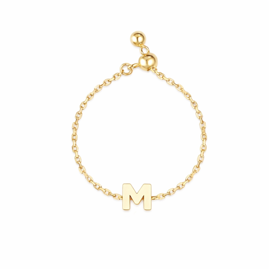 Plain Gold Initial Chain Ring