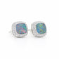 PT950 platinum stud earrings featuring a 1.433ct and 1.665ct natural opal with 0.265ct lab-diamond halos on each side.