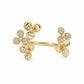 18K yellow gold open wrap ring by Fantasilvia featuring five sculpted gold flowers with diamond pavé petals and yellow gemstone centers on a white background.
