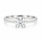 Front view of a 1.13 ct round lab-grown diamond solitaire ring in 14K solid white gold, with four prongs and a polished tapered band.