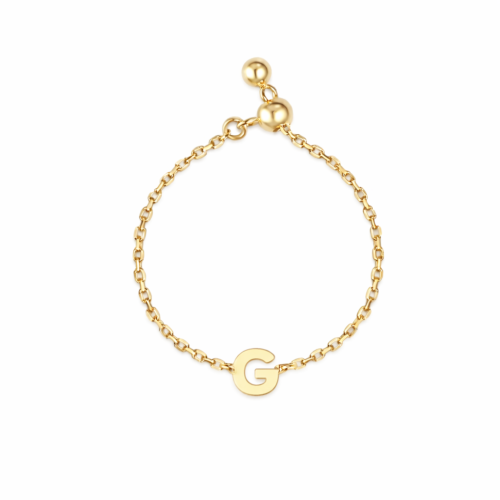Plain Gold Initial Chain Ring