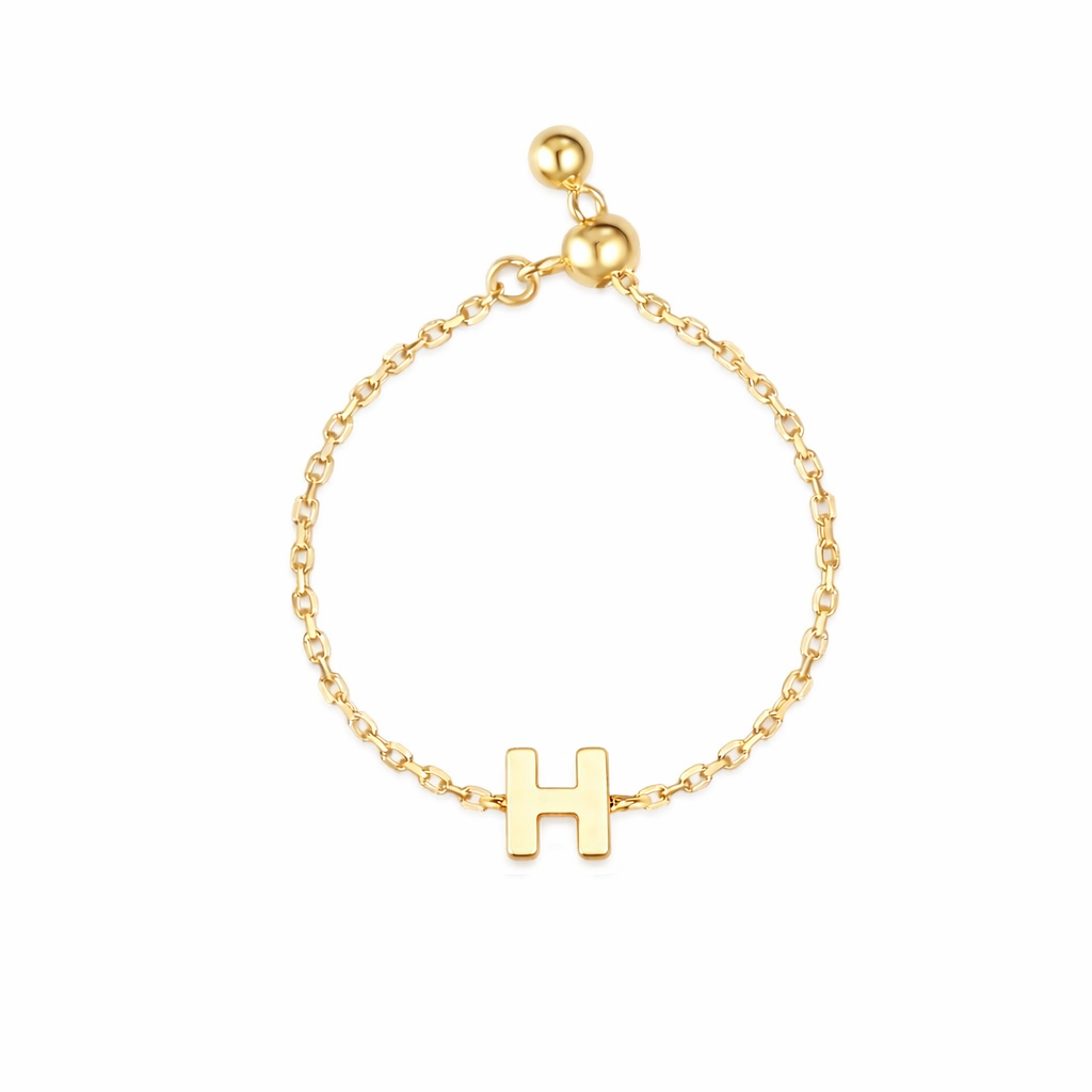 Plain Gold Initial Chain Ring