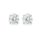 Pair of Fantasilvia round brilliant-cut diamond solitaire stud earrings in an 18K white gold four-prong setting, centered on a white background.