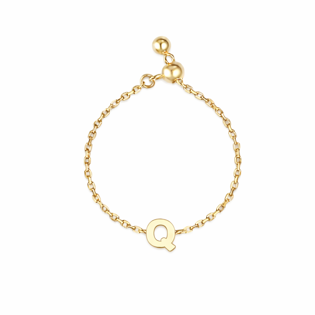 Plain Gold Initial Chain Ring