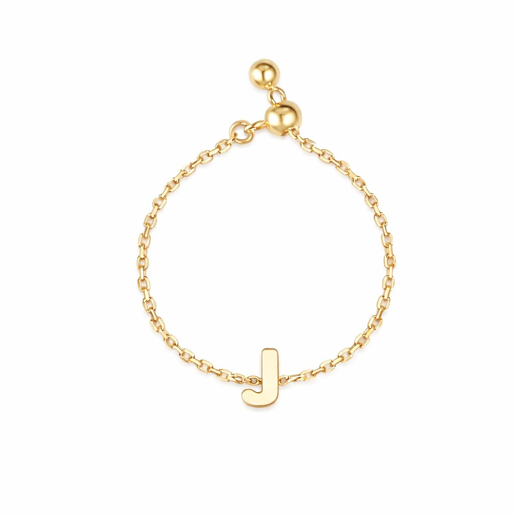 Plain Gold Initial Chain Ring