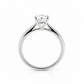 Profile view of a 14K white gold solitaire ring showing the round lab-grown diamond, cathedral shoulders and loop detail beneath the stone.