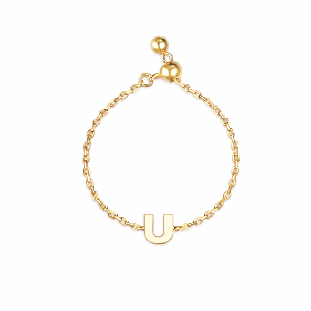 Plain Gold Initial Chain Ring