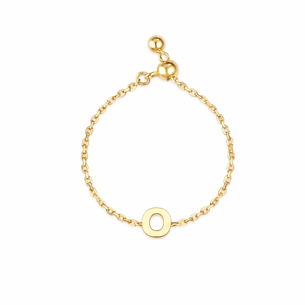 Plain Gold Initial Chain Ring