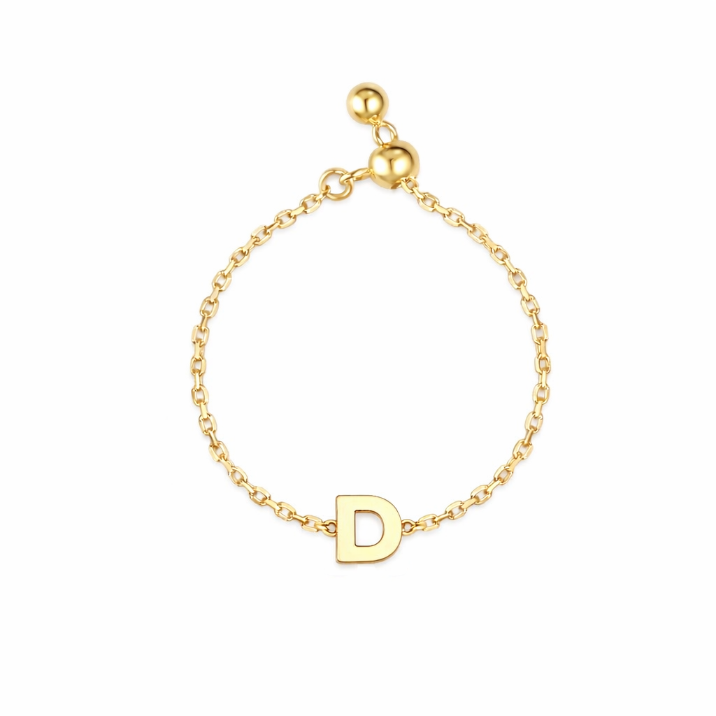 Plain Gold Initial Chain Ring