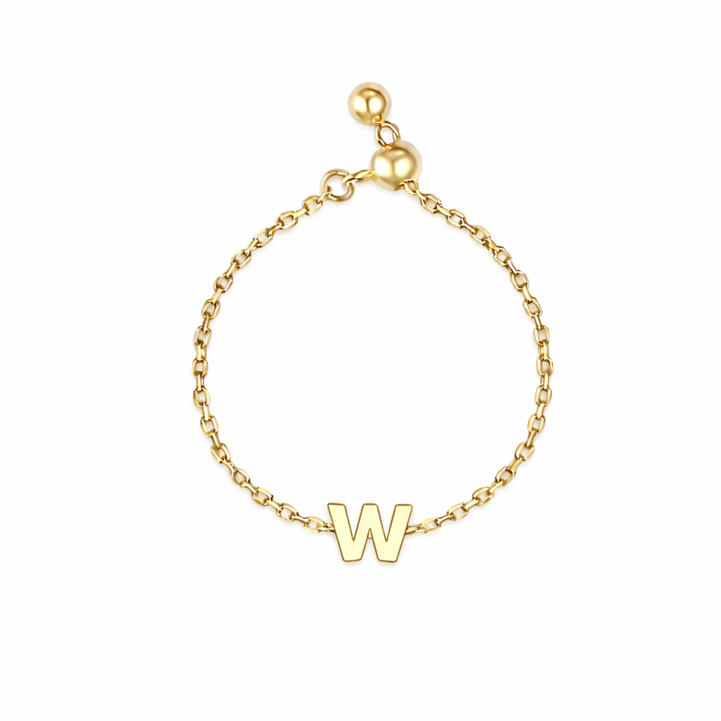Plain Gold Initial Chain Ring