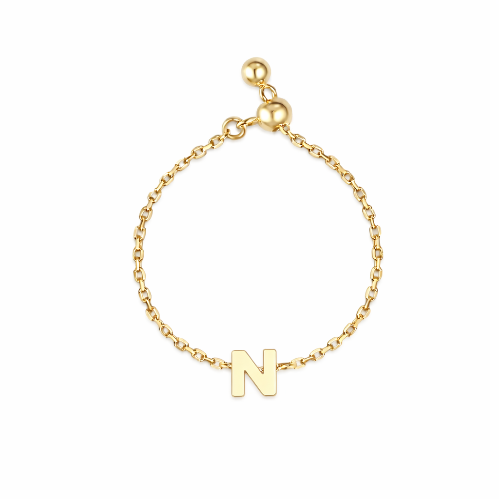 Plain Gold Initial Chain Ring