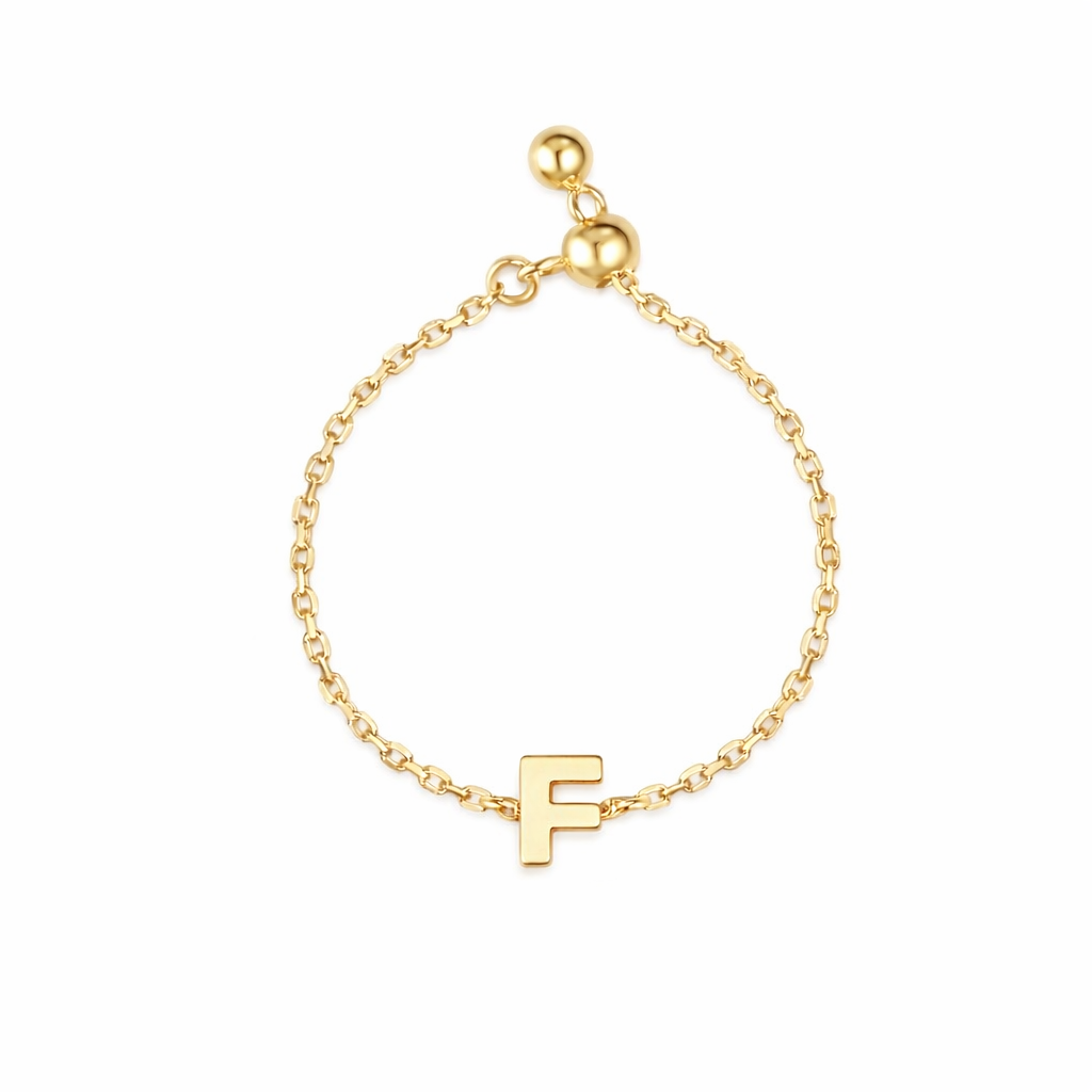 Plain Gold Initial Chain Ring