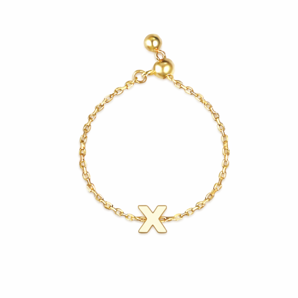 Plain Gold Initial Chain Ring