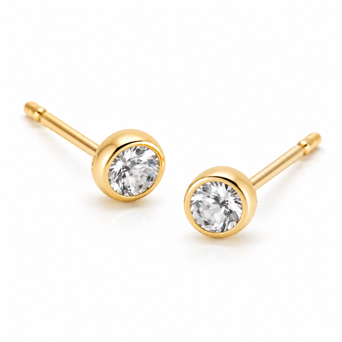 18K Yellow Gold Custom Birthstone Stud Earrings Collection Fantasilvia Jewelry