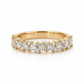 14K yellow gold band with marquise and round lab-grown diamonds in a leaf-inspired pattern on a white background.