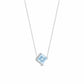 A 0.60ct square-cut Santa Maria aquamarine pendant in a kite setting, accented with diamonds and crafted in 18K white gold, hanging elegantly on a delicate sparkle chain.