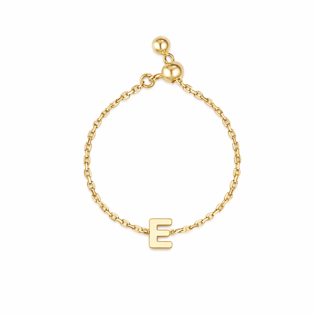 Plain Gold Initial Chain Ring