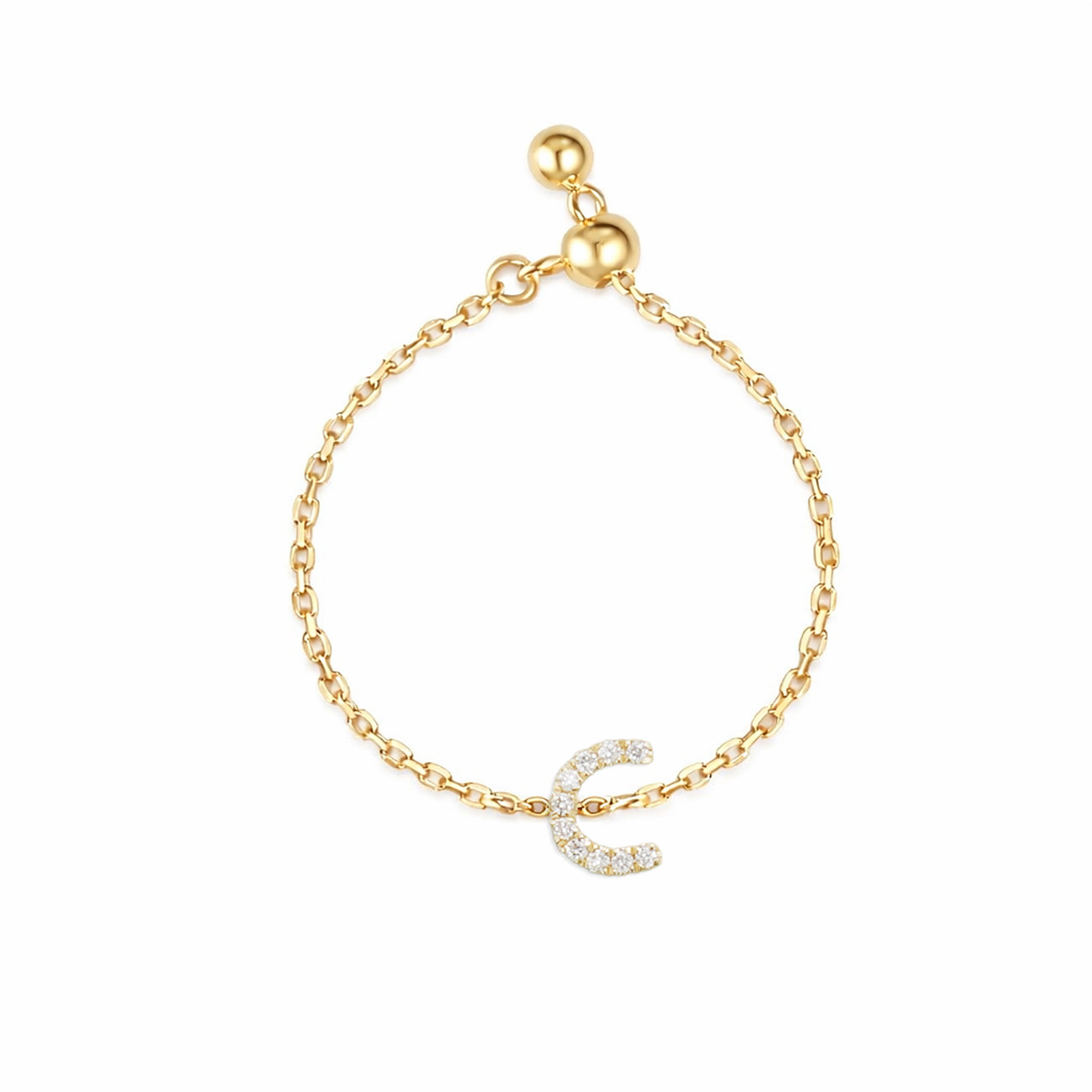 18K pavé Initial Chain Ring