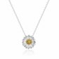 Italian handcrafted 925 sterling silver chain necklace with a two-tone daisy flower pendant featuring an 18K gold-plated center.