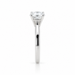 End-on view of a 1.13 ct lab-grown diamond solitaire ring showing the open four-prong setting and polished 14K white gold band.
