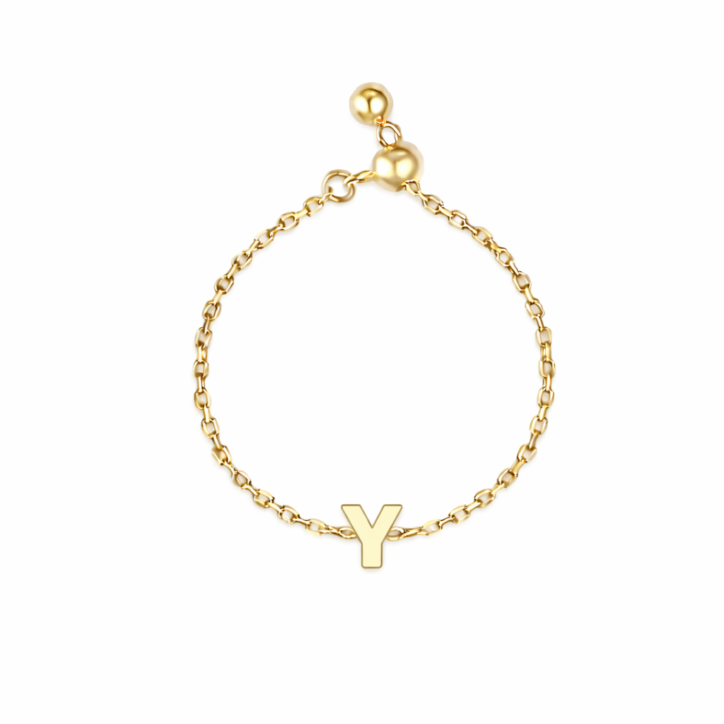 Plain Gold Initial Chain Ring