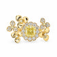 18K Gold Floral Open Wrap Ring with Pavé Diamonds Fantasilvia Jewelry