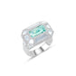 Paraiba tourmaline and diamond band with vivid neon blue gemstone by Fantasilvia Fine Jewelry.
