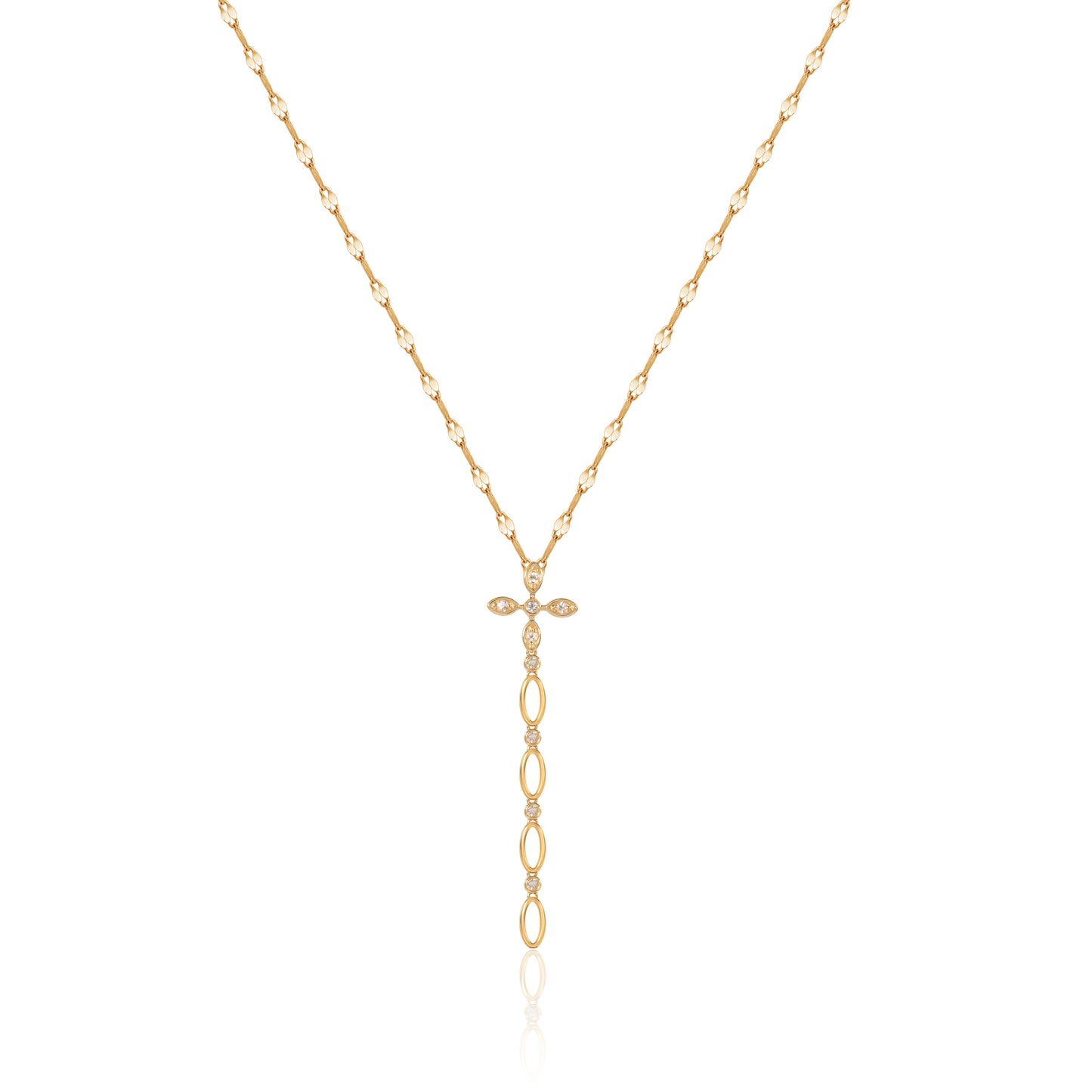 Gold fringe chain necklace in fine gold by Fantasilvia Fine Jewelry.
