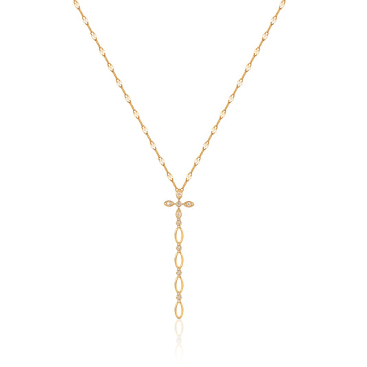 Gold fringe chain necklace in fine gold by Fantasilvia Fine Jewelry.
