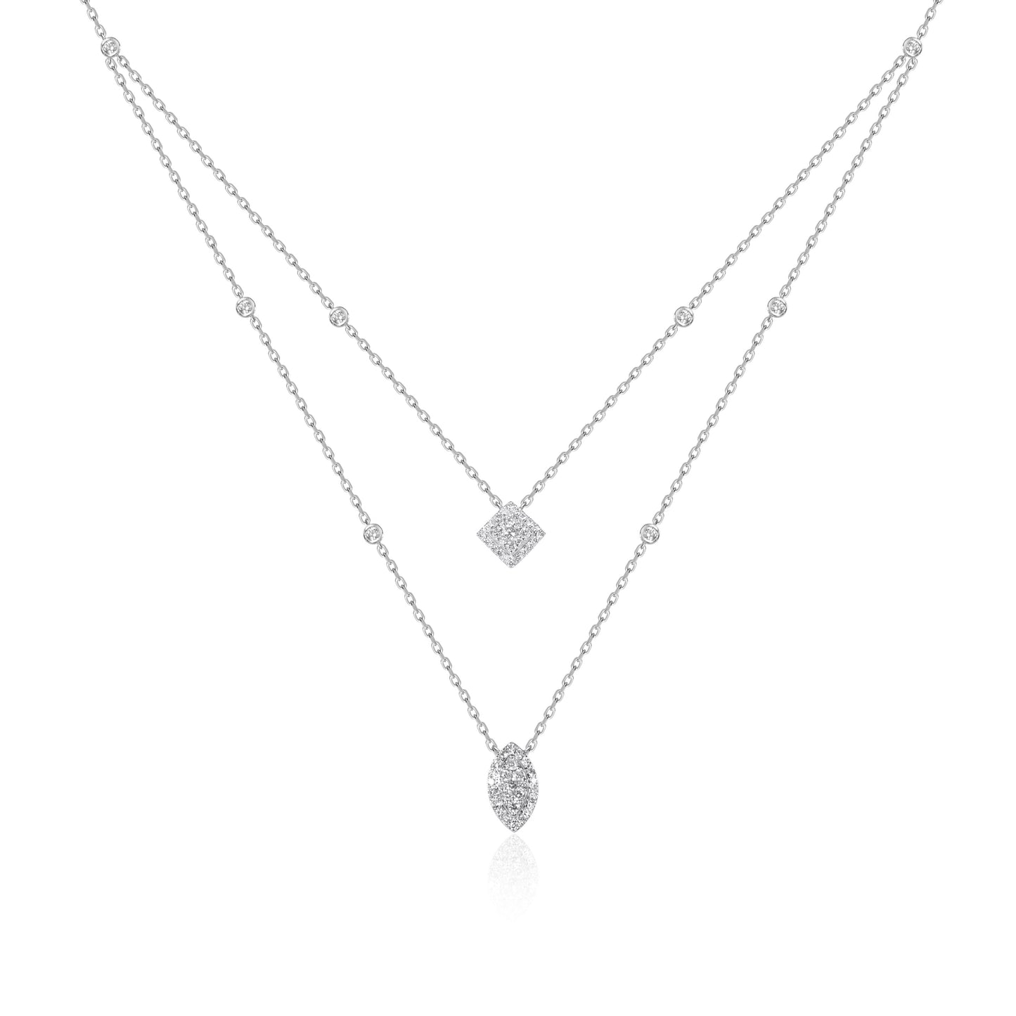 Natural diamond branch design necklace in fine gold by Fantasilvia Fine Jewelry.
