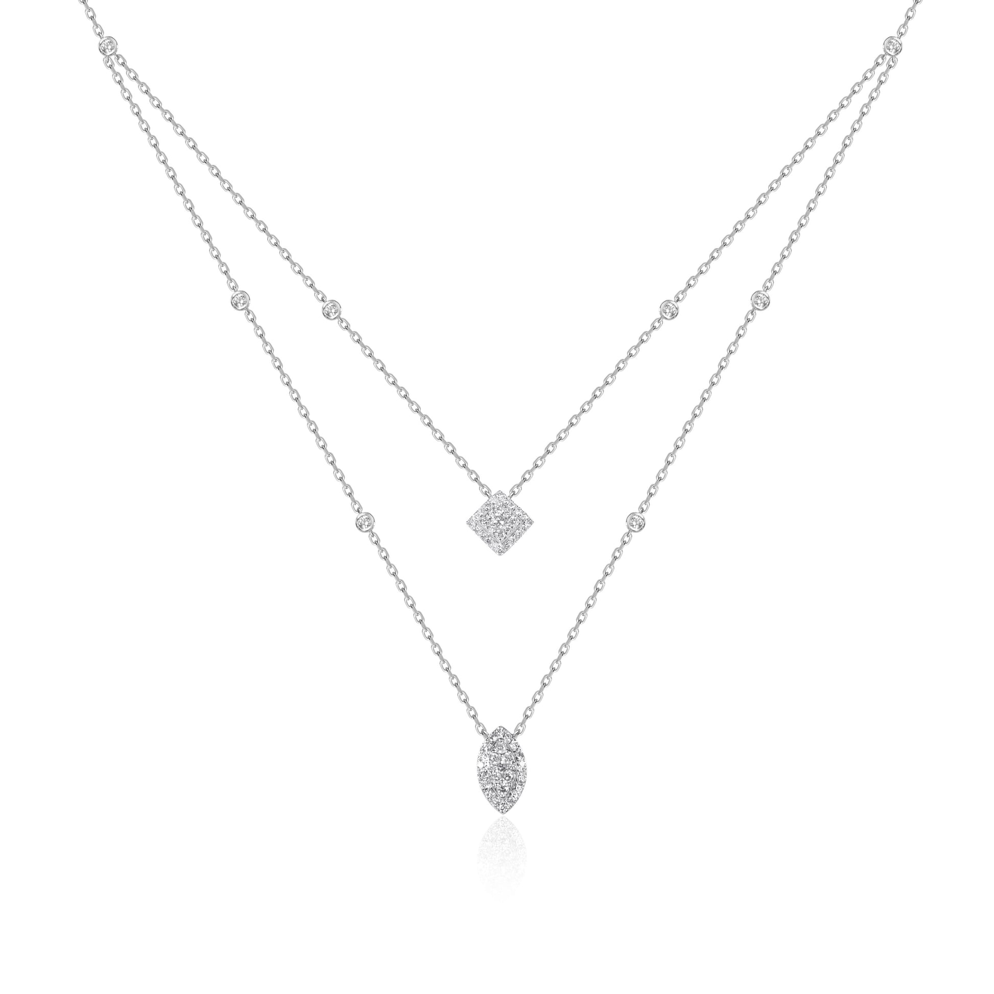 Natural diamond branch design necklace in fine gold by Fantasilvia Fine Jewelry.
