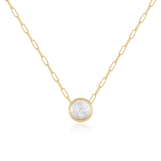 Ancient coin horse motif pendant in fine gold by Fantasilvia Fine Jewelry.
