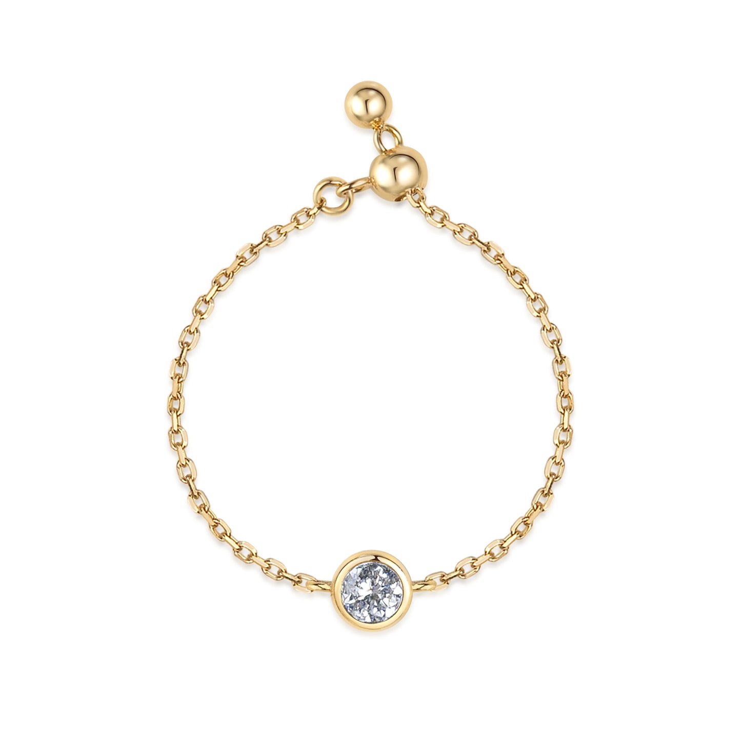 18K Birthstone Chain Ring