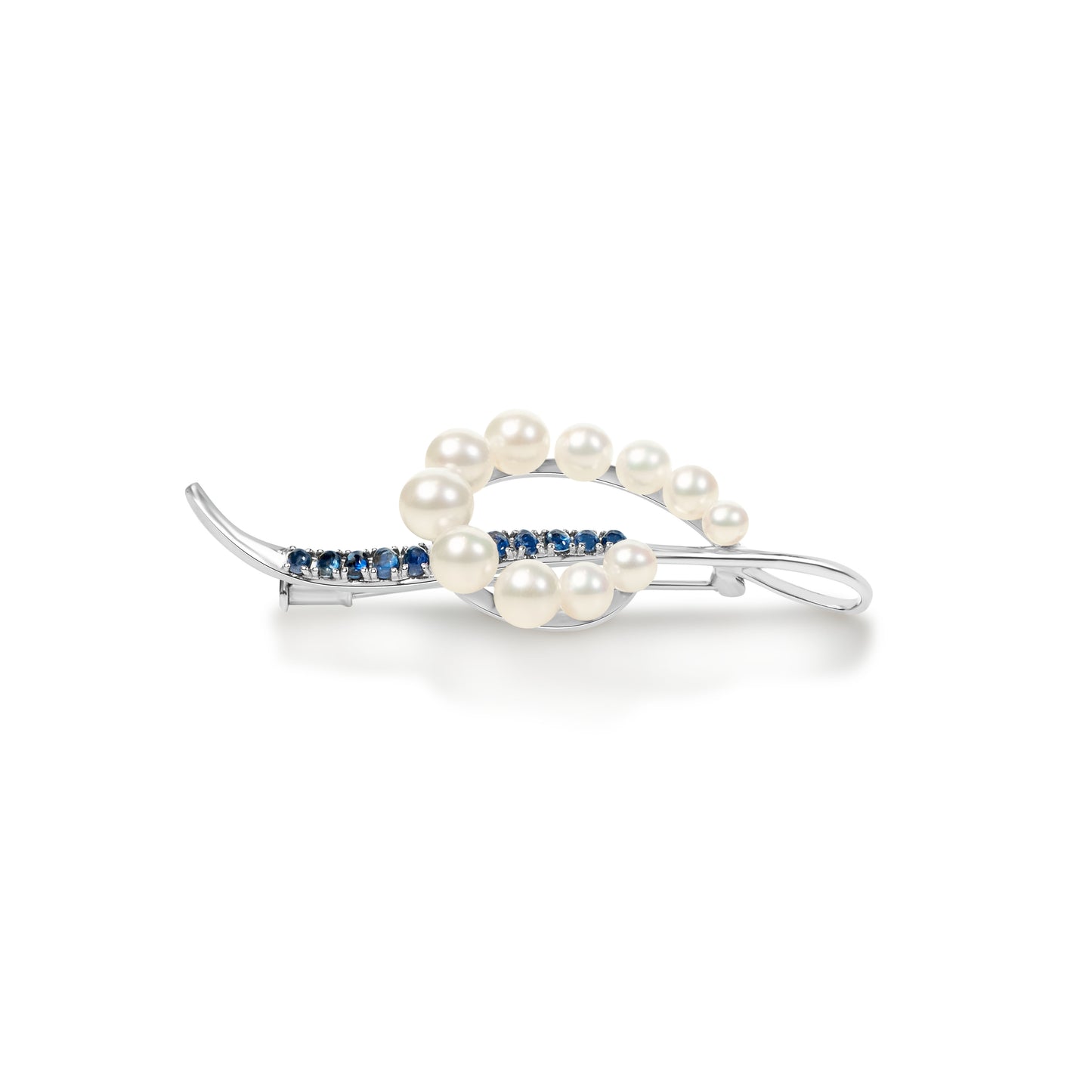 Sapphire & Pearl Note Brooch