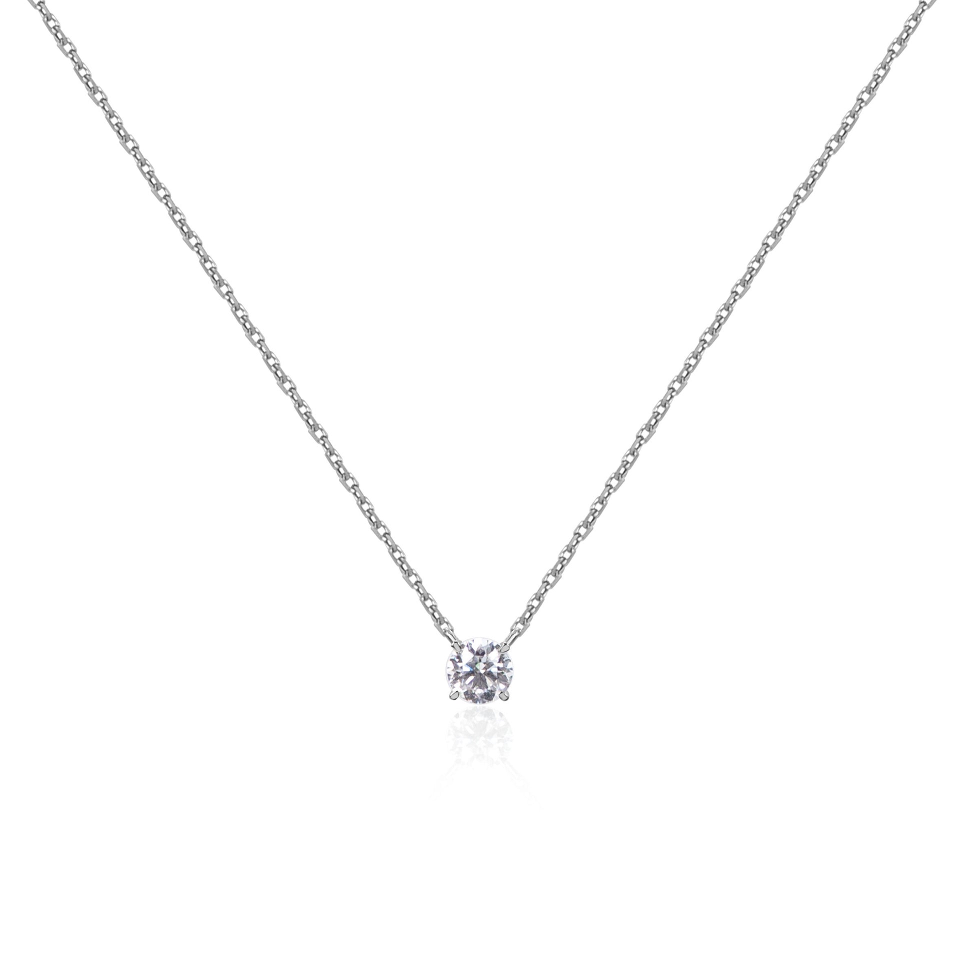0.5 carat lab grown diamond solitaire necklace in fine gold by Fantasilvia Fine Jewelry.
