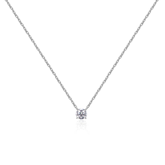 0.5 carat lab grown diamond solitaire necklace in fine gold by Fantasilvia Fine Jewelry.
