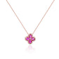 Natural ruby lucky clover necklace crafted in gold by Fantasilvia Fine Jewelry.
