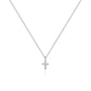 Mini cross natural diamond necklace in 18K gold by Fantasilvia Fine Jewelry.
