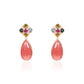 Natural rhodochrosite stud earrings crafted in fine gold by Fantasilvia Fine Jewelry.
