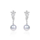 Australian white pearl floral diamond earrings in fine gold by Fantasilvia Fine Jewelry.
